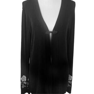 White House Black Market Long Cardigan with Floral Detail Size Medium